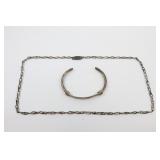 925 Necklace And Bangle, Necklace Approx. 22"