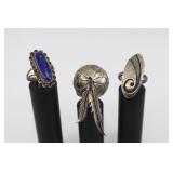 3 Rings, Blue Stone With Green Inclusions(unmarked