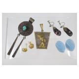 Assorted Jewelry Lot; Turquoise Pendant Peru Style
