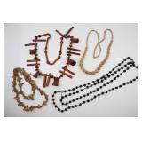 Assorted Necklaces; Carved Fetish, 2 Seed Necklace