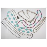Assorted Jewelry; Geometric Necklace, Several Chai