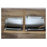 2 Mirrored Display Trays, With Brass And Glass Bar