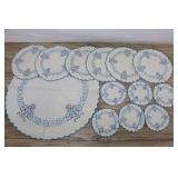 13 Piece Needlepoint Tea Place Setting Set.