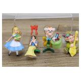 Vintage Disney Ornaments, Alice, Mad Hatter, Snow