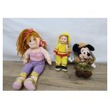 3 Plush Toys; Rockin Rosie, Brave Buddy, Disney Mi