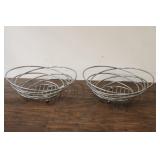 Pair Stainless Steel Spiral Bread Baskets