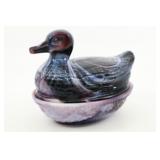 Vintage Imperial Glass Purple Slag Glass Hen On Ne