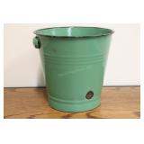 Green Enamelware Flower Bucket