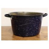 Blue Graniteware Enamel Pot, With Drain Holes For