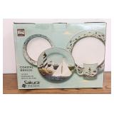 Coastal Breeze 16pc Stoneware Set Service For Four