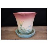 Hull Art Pottery Vase B-6-6 1/2 Matte Blue Pink Fl