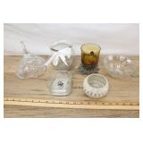 Assorted Votives, Crystal Topper And Bowl Vase