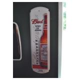 Bud King of beers thermometer, tin