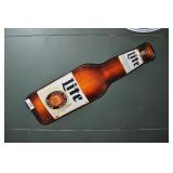 Lite Beer Tin Sign, Bottle Shaped.