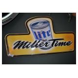 miller time, lite tin sign.