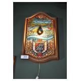 old style light sign, heat damaged.