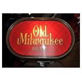Old Milwaukee Oval Sign, Heat Damaged.