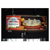 Budweiser Lighted Sign, Beer Barrel, Plexi Cracked