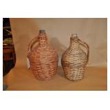 2 Wicker Wrapped Old Bottles.