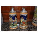 2 German Steins, 2350, 2029, Chip On Bottom.