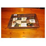 Wood Serving Tray Carved And Decoupage Wine Labels