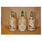 3 Wicker Wrapped Bottles,