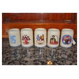 5 Beer Mugs, Lowenbrau, Beck