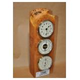 Burl Wood Clock & Barometer & Thermostat