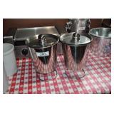 2 Ss Ice Bucket + Stands, Inserts, Lids.