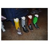 4 Ceramic Boot Vases