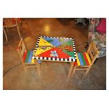Adorable Painted Kids Table + 2 Chairs.