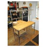 Chrome Kitchen Rack With Wood Block
