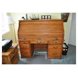 Solid Oak Roll Top Desk