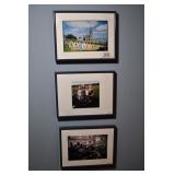 3 framed ireland photos, row houses, kids, peat
