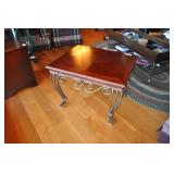 Wood Coffee Table With Cast Iron Skirt And Legs