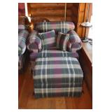 Excellent Condition Plaid Chair + Ottoman