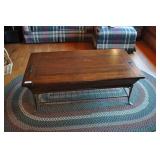 Wooden Coffee Table With Cast Iron Base, Filp Top