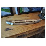 Mini Wooden Canoe And Paddles.