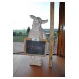 Ceramic Pig With Chalkboard Sign. Hurt Ear.