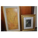 2 Framed Art Pieces, Oil Painting And Print.