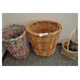 3 Baskets, One Made With Recycled Materials.