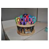 19 Pair Of Craft Scissors With Holder.