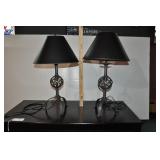 2 Black Steel Based Table Lamps.