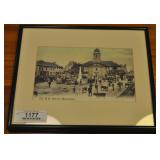 Lithograph Of Roman Catholic Old Church Framed.