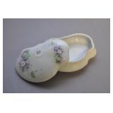 Lidded Porcelain Dresser Box, Purple Flowers