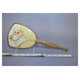 Vtg Hand Mirror, Brass, Plastic, Foil, Floral &