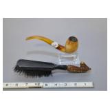 Meerschaum Pipe And Mens Vtg Horse Head Brush