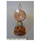 Vintage Amber Glass Oil Lamp W/ Reflector