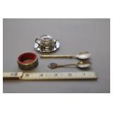 Vtg Assortment- Spoons, Teapot Tea Basket,