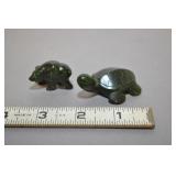 Carved Green Stone Turtle And Bear